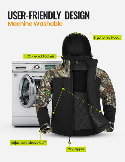 TIDEWE Heated Jackets for Men with Battery Pack, 180G Insulation Work Jackets, Water-resistant Coat (Black, Brown, S-XXXL)