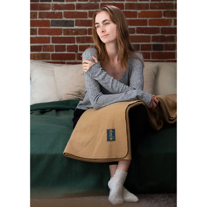 Arcturus Bighorn 100% Virgin Wool Blanket | Heirloom-Quality Wool Bedding for Home & Cabin | Warm, Thick & Durable (Queen Size, Steel Blue)