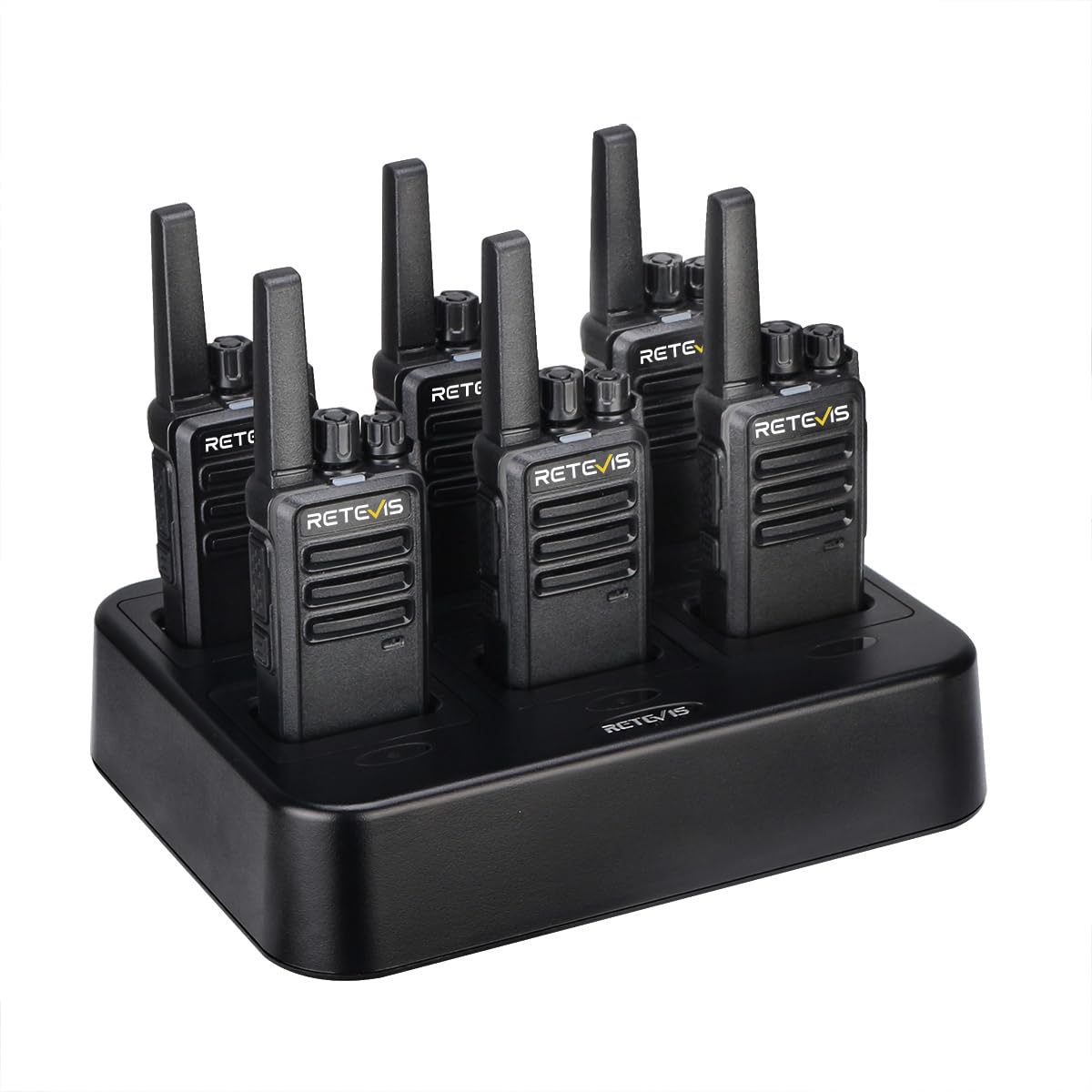 Retevis RT68 Walkie Talkies Rechargeable, Portable Two Way Radios 6 Pack with Six-Way Multi Gang Charger, Heavy Duty Walkie Talkie for Adults, Hands Free, Long Range, for School Restaurant Farm