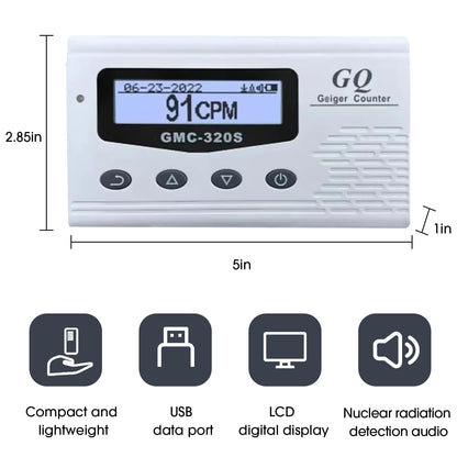 Bundle of 1 GQ GMC-320S Geiger Counter Nuclear Radiation Detector Dosimeter Beta Gamma X-ray Portable Radiation Monitor Meter USA Product and United Nuclear Geiger Counter Test Card