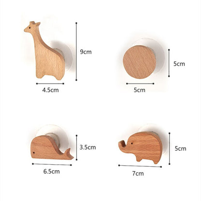 Nordic Indoor Wooden Solid Wood Hemp Rope Animal Tissue Holder Children's Room Decoration Wall Hanger Hemp Rope Hook Toilet Paper Holder