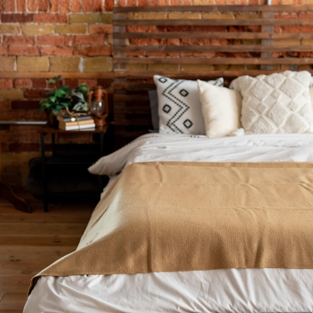 Arcturus Bighorn 100% Virgin Wool Blanket | Heirloom-Quality Wool Bedding for Home & Cabin | Warm, Thick & Durable (Queen Size, Steel Blue)