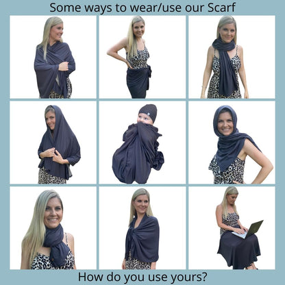 .E-M-F Scarf - Thin & soft - EcoShield™ Bamboo Lyocell Fara-day Silver Fabric - 56x28 inch - Use as a blanket, shawl, head cover, wrap - ideal for everyday 5 G, B T, Smart Meter & Wi Fi environments