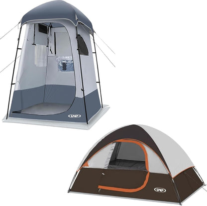 UNP Camping Shower Tent and 2 Person Camping Tent for Hiking Outdoor Fishing Portable