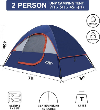 UNP Camping Shower Tent and 2 Person Camping Tent for Hiking Outdoor Fishing Portable