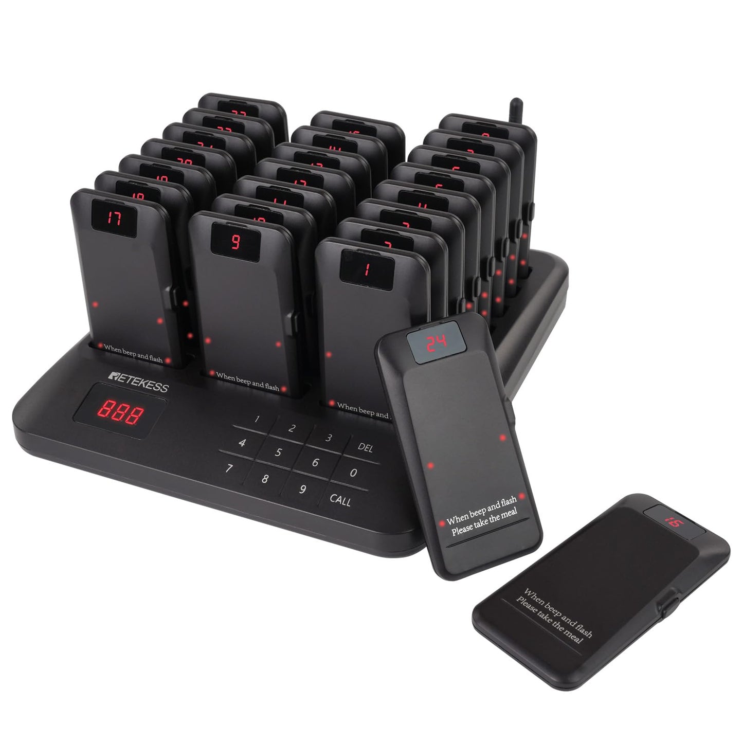 Retekess TD157 Restaurant Pager System, Pagers for Restaurants,984ft Long Range, 16 Pagers and Beepers for Food Truck, Bars, Food Court, No Vibration Mode
