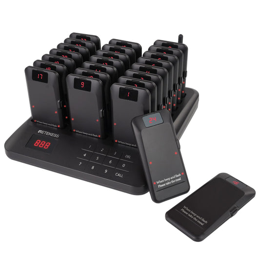 Retekess TD157 Restaurant Pager System, Pagers for Restaurants,984ft Long Range, 16 Pagers and Beepers for Food Truck, Bars, Food Court, No Vibration Mode
