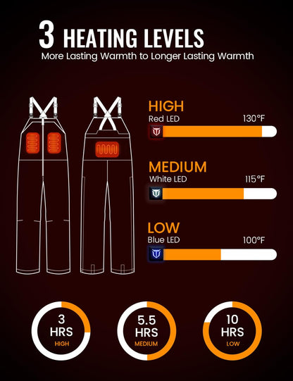 TIDEWE Hunting Bibs Heated with Battery, Waterproof Insulated Bibs for Fishing