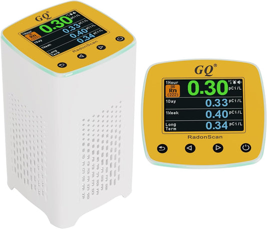 GQ Radon Detector Radonscan Home Radon Monitor Alpha Radiative Gas Radiation USA Product Large Color Display Short and Long Term continuously Monitor Accurate Fast Sensitive Data Saving