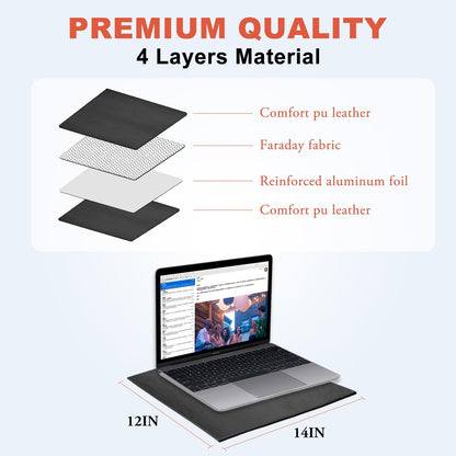 EMF Radiation Shielding Laptop Pad - 12x16 Inch Heat Blocking Mat, Anti-Radiation & Heat Protection for Laptop, Notebook, Tablet Use on Lap, Office, Travel