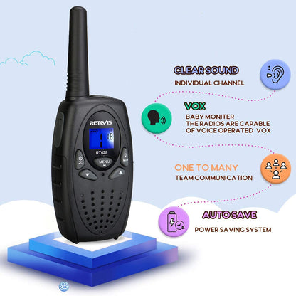 Retevis RT628 Walkie Talkies for Kids,Toys Gifts for 6-12 Years Old Boys Girls,Long Range 2 Way Radio 22CH VOX,Birthday Gift,Family Walkie Talkie for Camping Hiking Indoor Outdoor