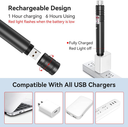 [2 Packs] Rechargeable Red Laser Pointer High Power Red Beam Laser Light Long Distance Range For TV/LED/LCD Screens Tactical Flashlights Presentation Office/Outdoors/Astronomic/Construction [001]