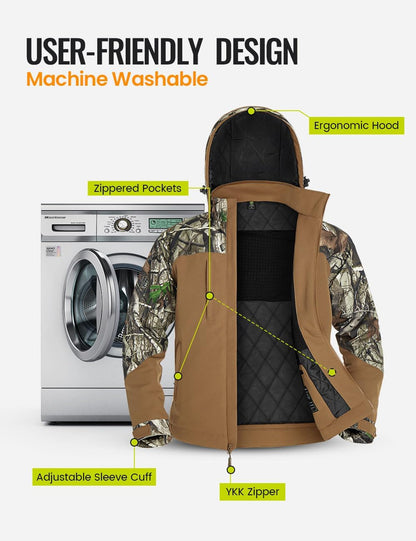 TIDEWE Heated Jackets for Men with Battery Pack, 180G Insulation Work Jackets, Water-resistant Coat (Black, Brown, S-XXXL)