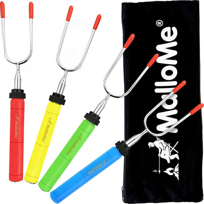 MalloMe Smores Sticks for Fire Pit -Rotating 34 inch Marshmallow Roasting Sticks Smores Kit Outdoor -Accessories for Campfire- Smore Skewers Hot Dog Fork, Camping Essentials Bonfire Gear Long (6 Pack)