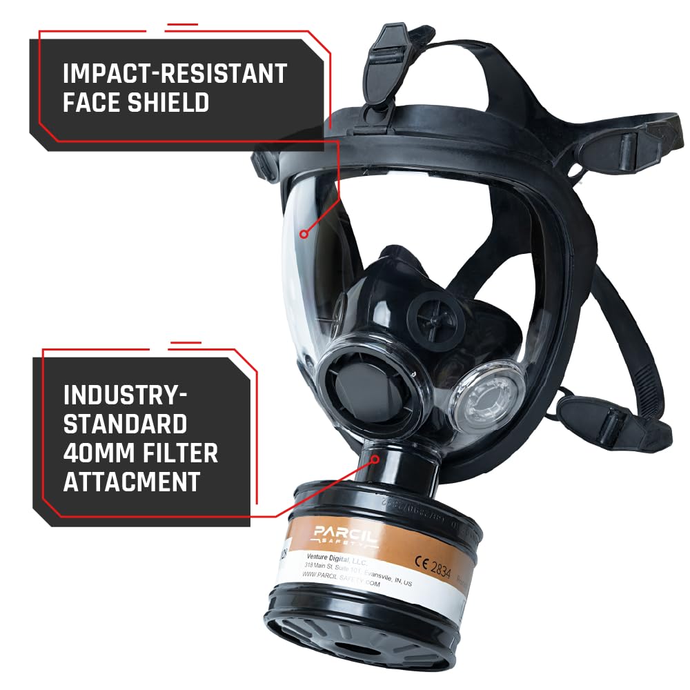 ST-100X Military Grade Full Face Respirator Mask with Advanced Air Filtration - For Chemical, Smoke, and Particulate Protection in Emergency Situations
