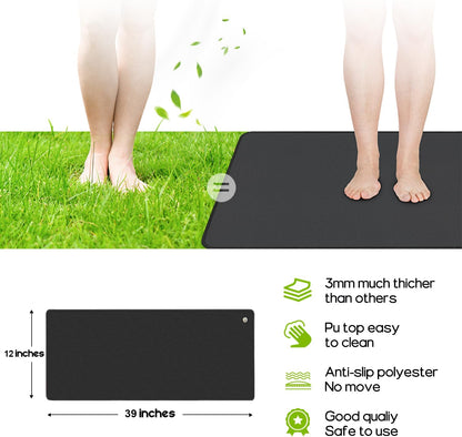 Grounding Mat for Sleeping, Carbon Leatherette Grounding Pad for Bed, Foot and Computer - Relieves Pain, Stress & Inflammation, 39 * 11.8in Earth Mat Home Office Travel