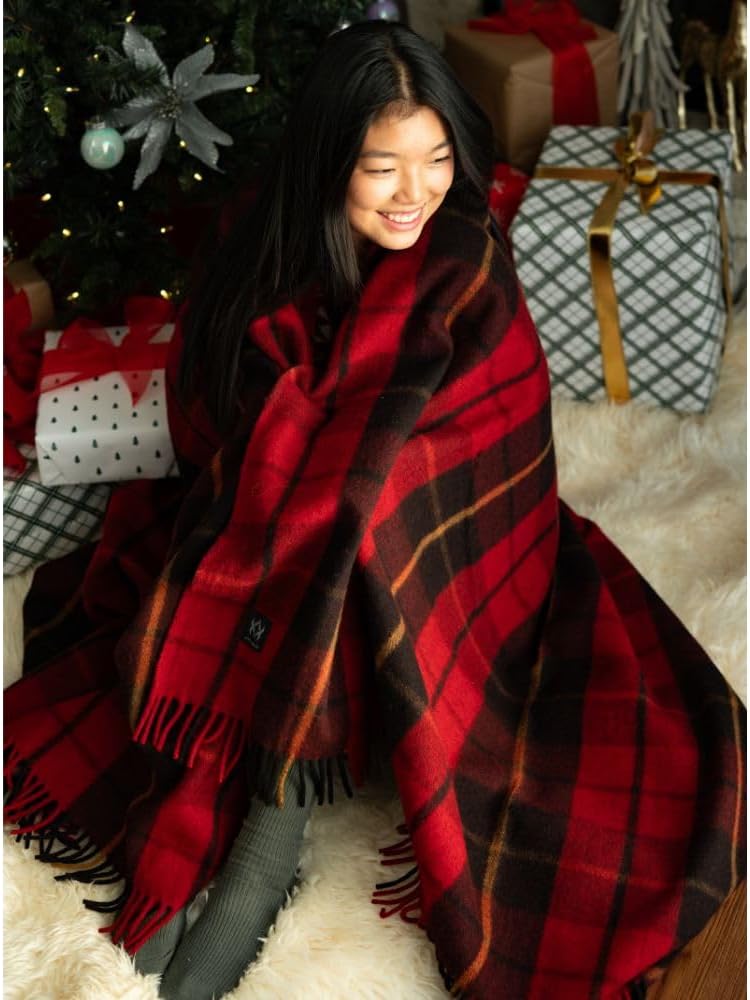 Arcturus Wool Blanket Throw - 50in x 60in - Clan Wallace Plaid
