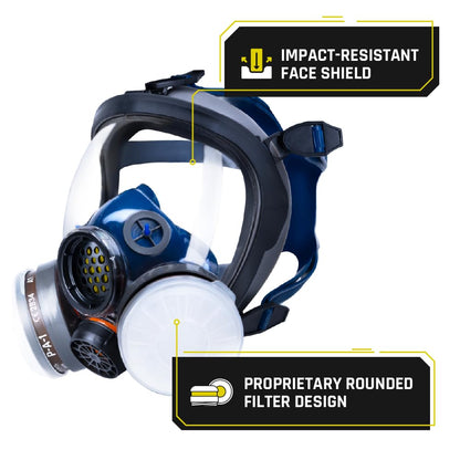 Parcil Distribution Full Face Respirator Mask with Filters – Durable Full Face Respirator Gas Mask, Bayonet Filter Compatible