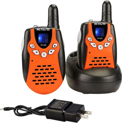 Retevis RT602 Walkie Talkies for Kids Rechargeable,KidsToy with Batteries Charger Station,Toy Walkie Talkie Kids Gifts for Boys Girls(1 Pair Orange)