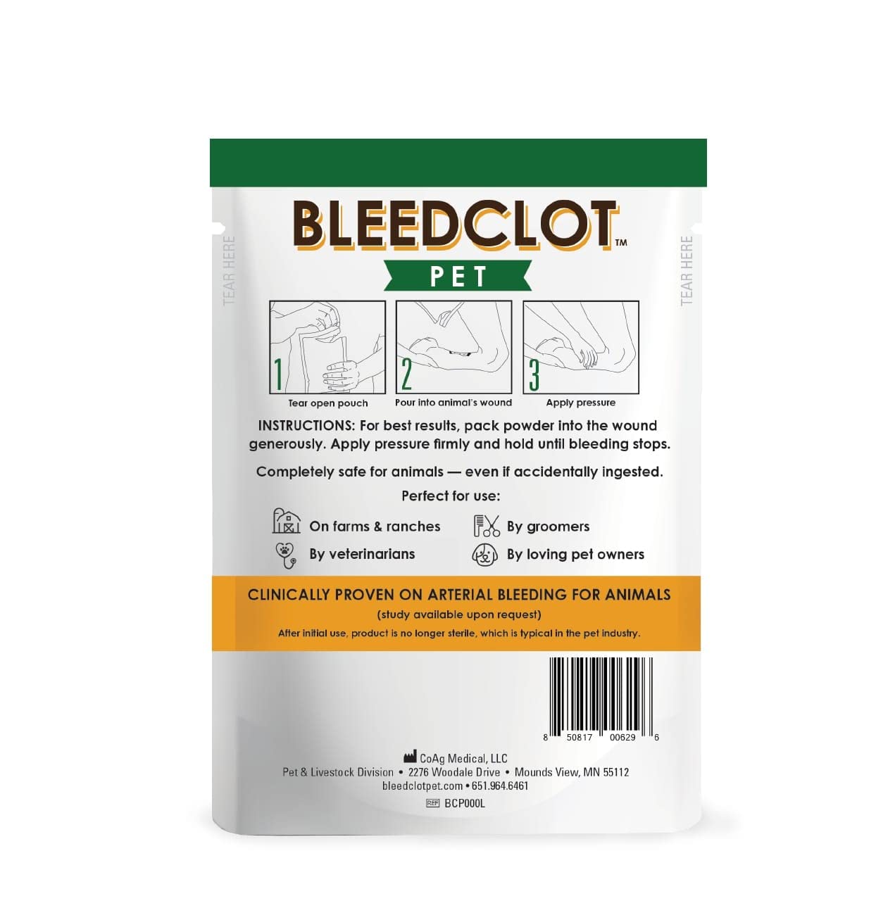 BleedClot Pet First Aid Blood Clotting Powder | The Best for All Animals to Stop Bleeding, Guaranteed | for Minor Cuts and Severe Arterial Bleeding | from The Makers of BleedStop (4 Pouches (0.5 oz))