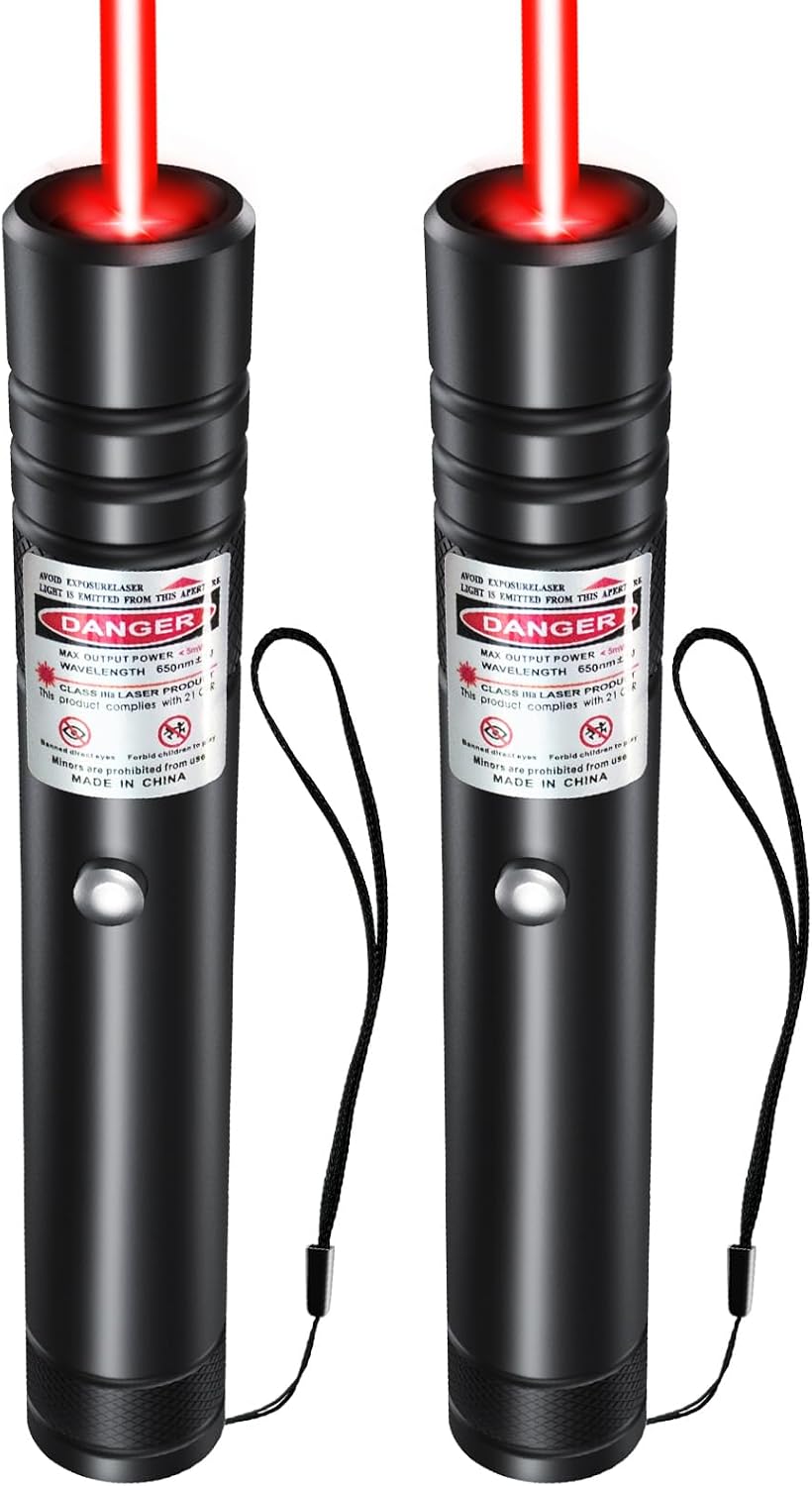 [2 Packs] Rechargeable Red Laser Pointer High Power Red Beam Laser Light Long Distance Range For TV/LED/LCD Screens Tactical Flashlights Presentation Office/Outdoors/Astronomic/Construction [001]