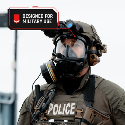ST-100X Military Grade Full Face Respirator Mask with Advanced Air Filtration - For Chemical, Smoke, and Particulate Protection in Emergency Situations