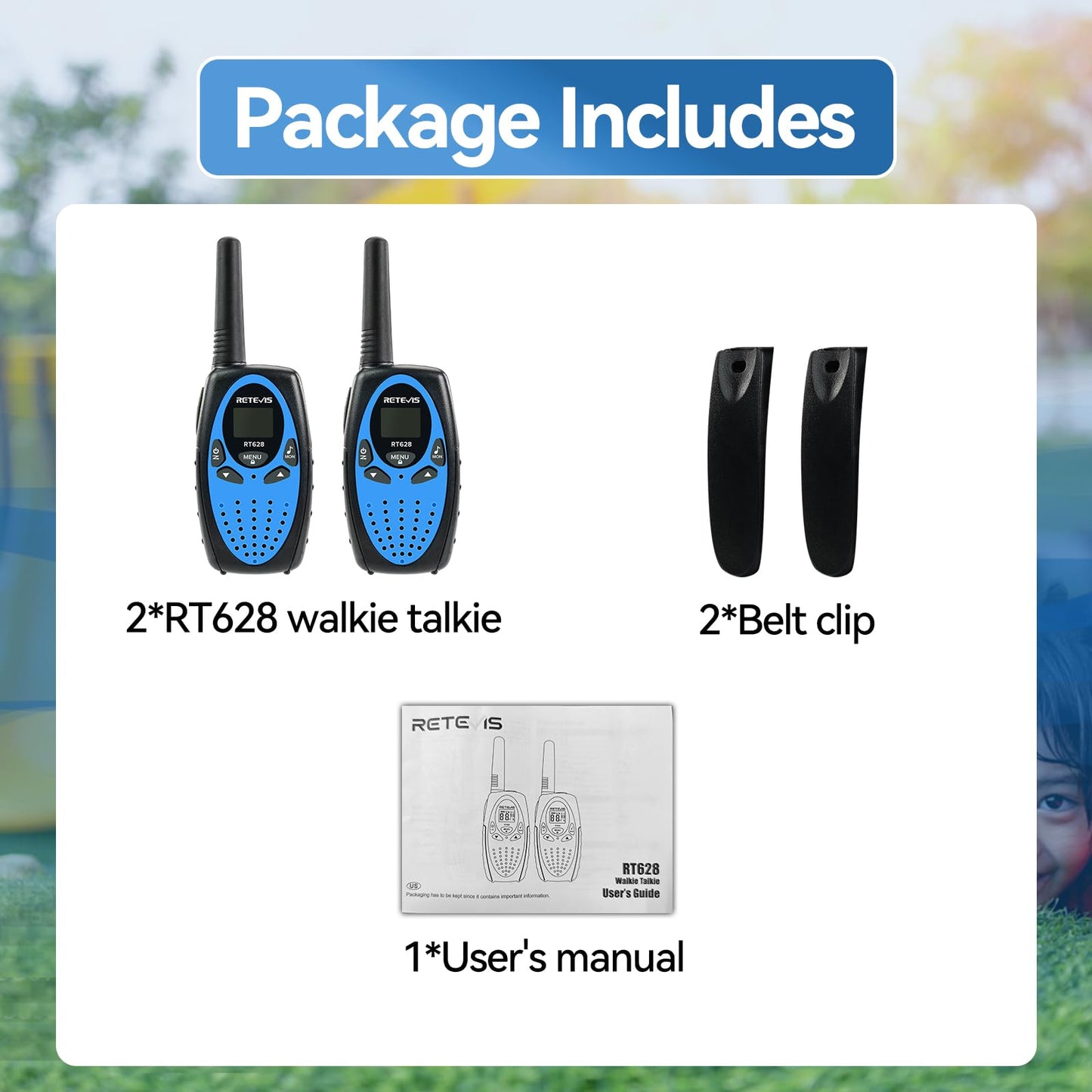 Retevis RT628 Walkie Talkies for Kids,Toys Gifts for 6-12 Years Old Boys Girls,Long Range 2 Way Radio 22CH VOX,Birthday Gift,Family Walkie Talkie for Camping Hiking Indoor Outdoor