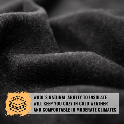 Arcturus Standard Blanket Co Wool Blanket - Soft, Durable, Warm, and Lightweight – No Frills - Perfect for Camping, Home, or Emergency Use - 64in x 88in (Charcoal)
