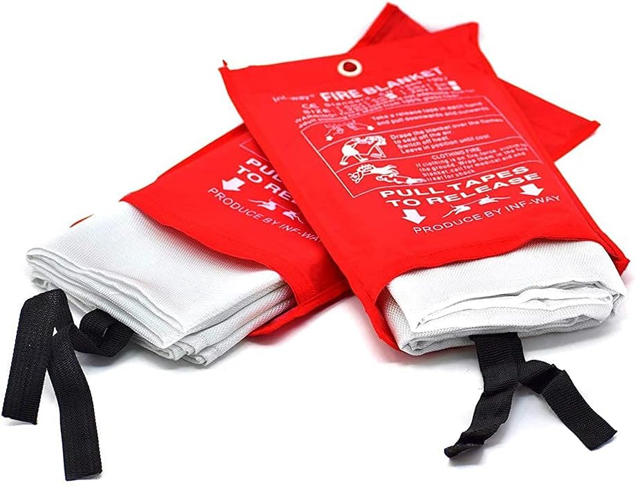 Smoke & Fire Safety Kit - ST-100X Survival Full Face Respirator & Fire Extinguisher Blanket Set - 1 40mm Dual Activated P-D-1 Filter Pod Included