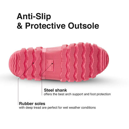 TIDEWE Rubber Boots for Women with Steel Shank, Waterproof Rain Boots Multi-Season, 6mm Neoprene Sturdy Rubber Outdoor Hunting Boots Next Camo G2 (Pink & Green)