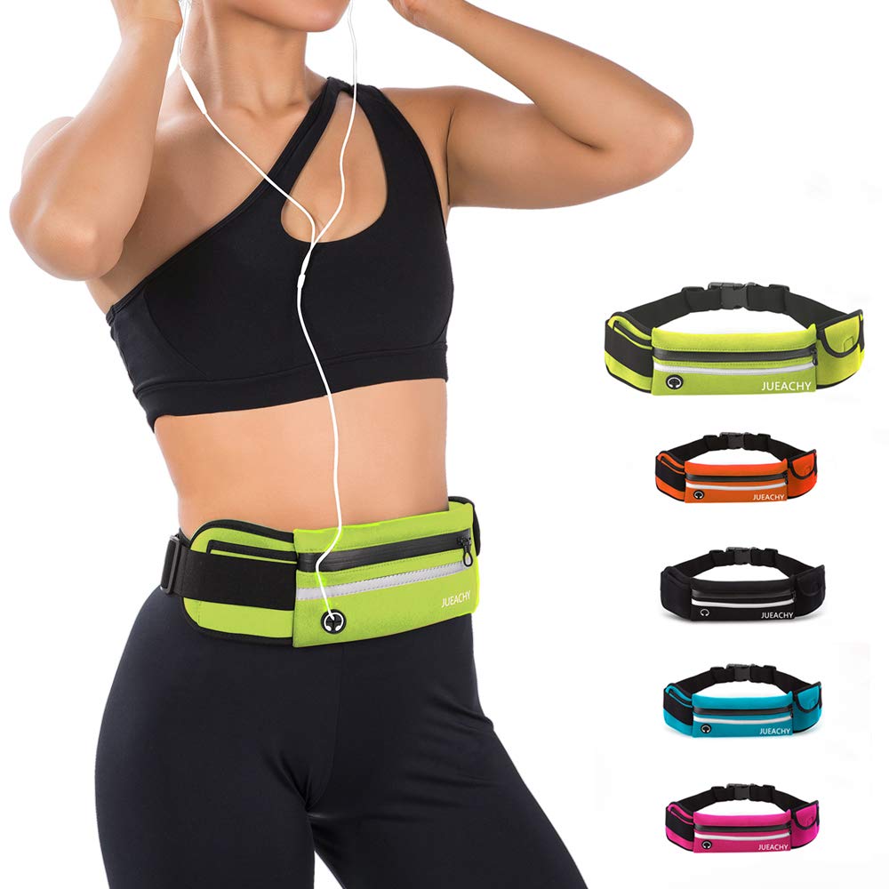 Jueachy Running Belts for Women Waterproof Fanny Pack Running Waist Pouch Phone holder Adjustable Sports Money Belt with Headphone Port