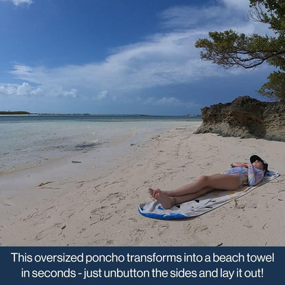 Arcturus Surf Poncho | Hooded Changing Towel & Cover-Up | 100% Cotton Velour | 2-in-1 Design Converts Your Poncho to a Beach Towel (Blackies, Kids)