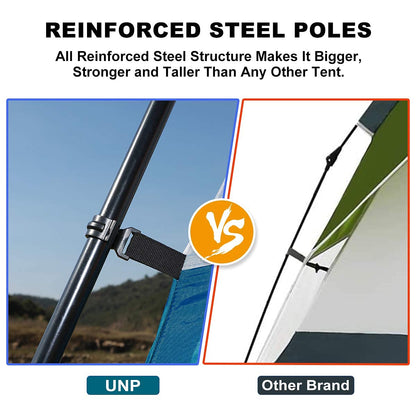 UNP Tents 6 Person Waterproof Windproof Easy Setup,Double Layer Family Camping Tent with 1 Mesh Door & 5 Large Mesh Windows -10'X9'X78in(H)