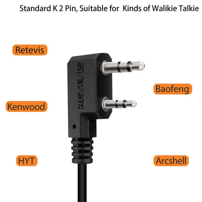 Retevis Case of 10, Two Way Radio Earpiece with Mic Single Wire Earhook Headset for RT22 RT21 RT68 RT68H H777 H777H RT86A RT86S, Compatible with Pxton Baofeng BF-888S BF-T26 Kenwood Walkie Talkies