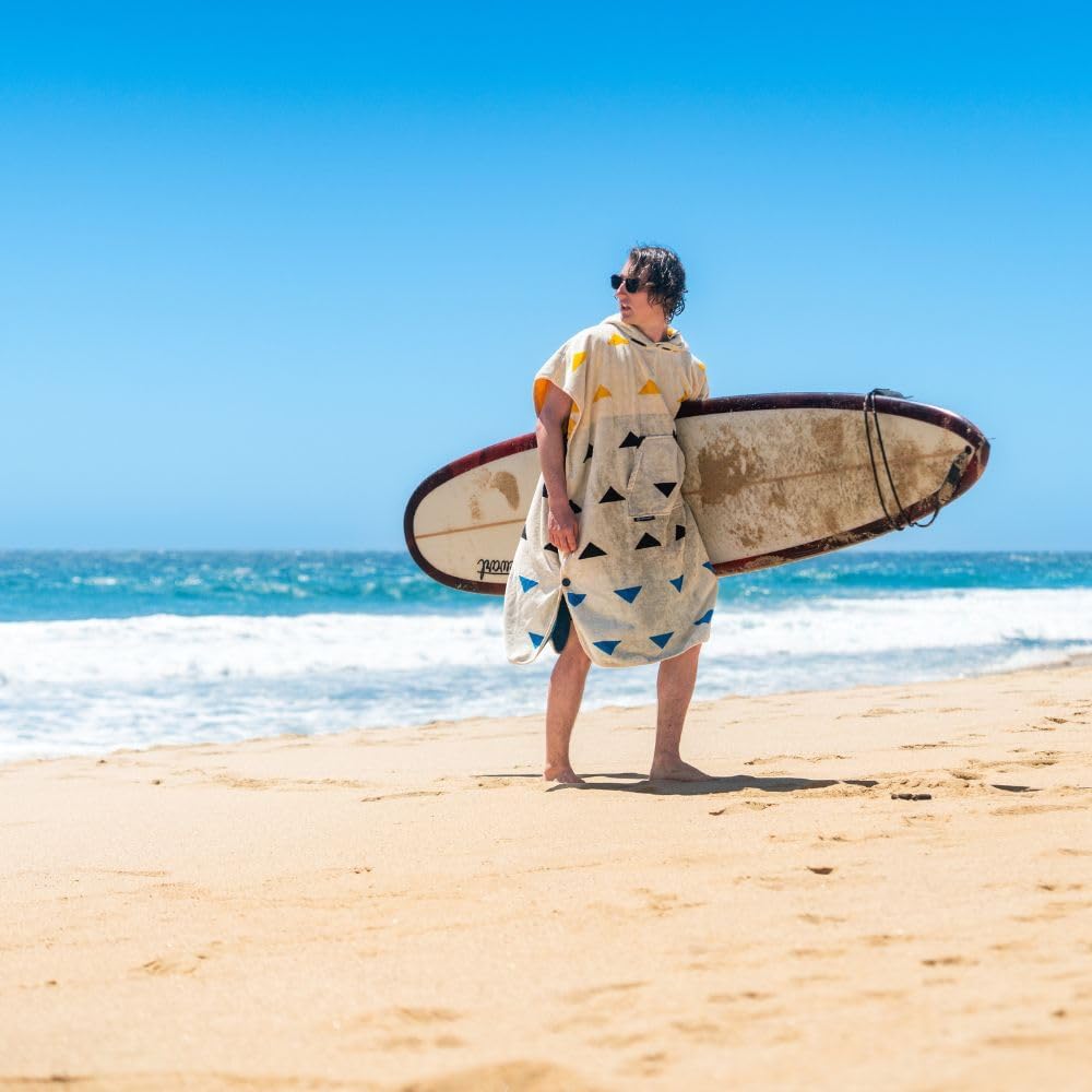 Arcturus Surf Poncho | Hooded Changing Towel & Cover-Up | 100% Cotton Velour | 2-in-1 Design Converts Your Poncho to a Beach Towel (Trestles, Adult)