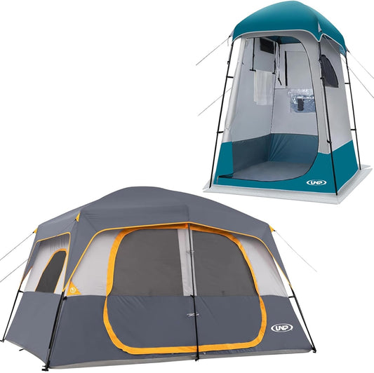 UNP Camping Shower Tent and 8 Person Camping Tent for Outdoor Hiking Fishing Portable