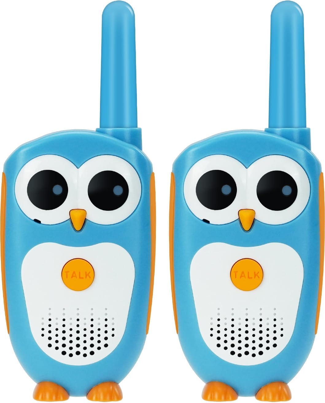 Retevis RT30 Kids Walkie Talkies, Toddler Toys for 4-6 Year Old Boys Girls, Small Owl Toy Walkie Talkie for Kids, Easy to Use, LED Eyes, Christmas Holiday Toy Gifts, Indoor Role Play(Blue,2 Pack)