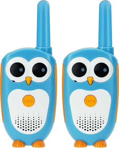 Retevis RT30 Kids Walkie Talkies, Toddler Toys for 4-6 Year Old Boys Girls, Small Owl Toy Walkie Talkie for Kids, Easy to Use, LED Eyes, Christmas Holiday Toy Gifts, Indoor Role Play(Blue,2 Pack)