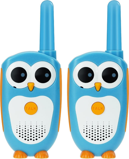 Retevis RT30 Kids Walkie Talkies, Toddler Toys for 4-6 Year Old Boys Girls, Small Owl Toy Walkie Talkie for Kids, Easy to Use, LED Eyes, Christmas Holiday Toy Gifts, Indoor Role Play(Blue,2 Pack)