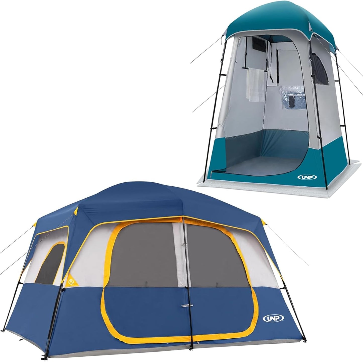 UNP Camping Shower Tent and 8 Person Camping Tent for Outdoor Hiking Fishing Portable