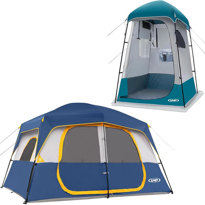 UNP Camping Shower Tent and 8 Person Camping Tent for Outdoor Hiking Fishing Portable