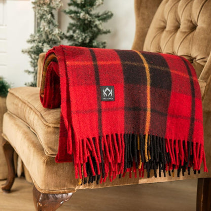 Arcturus Wool Blanket Throw - 50in x 60in - Clan Wallace Plaid