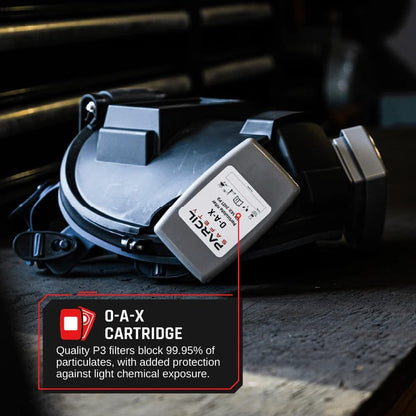 WF-100 Full-Face Welding Respirator - Gas Mask Welding Hood with Dual P3 Cartridges - 99.9% Particulate, Organic Vapor, Acidic Gas Filtration