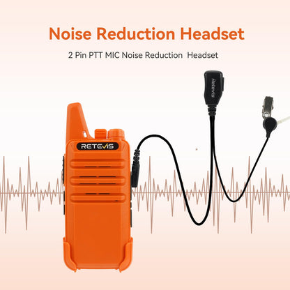 Retevis RT22 Walkie Talkies, Mini 2 Way Radio Rechargeable, VOX Handsfree, Portable, Two-Way Radios Long Range with Earpiece, for Family Road Trip Camping Hiking Skiing(2 Pack, Black)