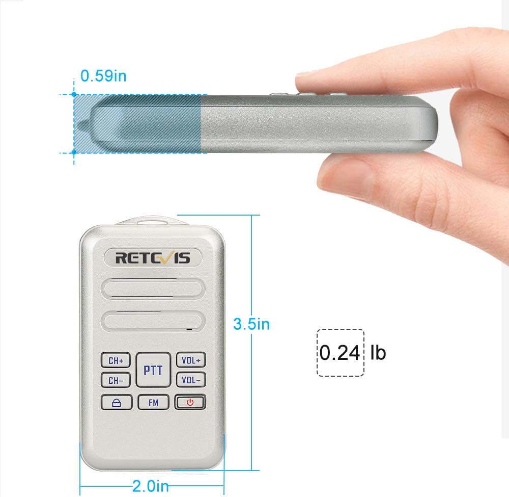 Retevis RT20 Walkie Talkies for Adults, Wearable Small Walkie Talkie for Seniors Elderly, Loud Sound, FM, Compact Mini 2 Way Radios for Healthcare Hospital Biking Camping Skiing Gift(3 Pack)