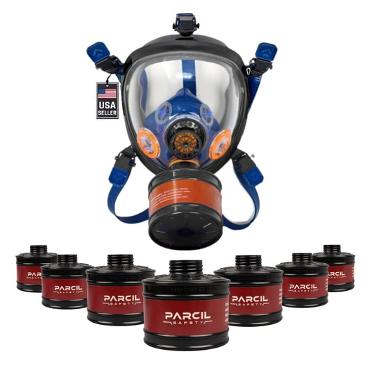 Parcil Distribution ST-100X Full Face Respirator Mask & 7 P-D-1 Replacement Filters for the price of 7 Filters