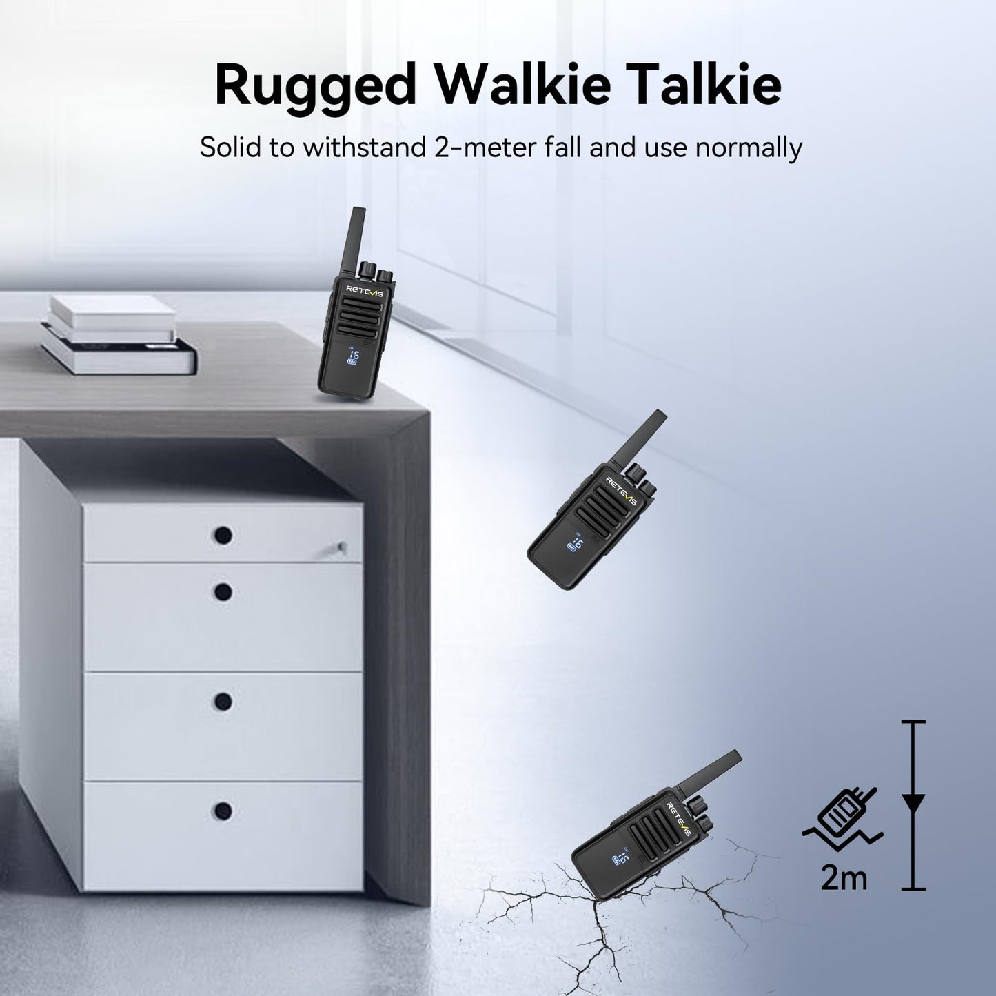 Retevis RT68 Two-Way Radios Long Range, Walkie Talkies for Adults, 2 Way Radio with Earpiece, Walkie Talkie Rechargeable with Charging Base, for Manufacturing Restaurant Business School(10 Pack)