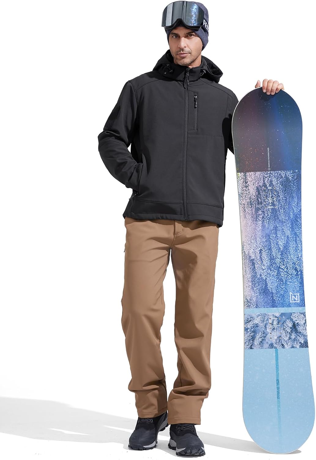 FREE SOLDIER Softshell Jackets for Men Water Resistant Fleece Lined Tactical Hunting Winter Windbreaker with Detachable Hood(Black,2XL)