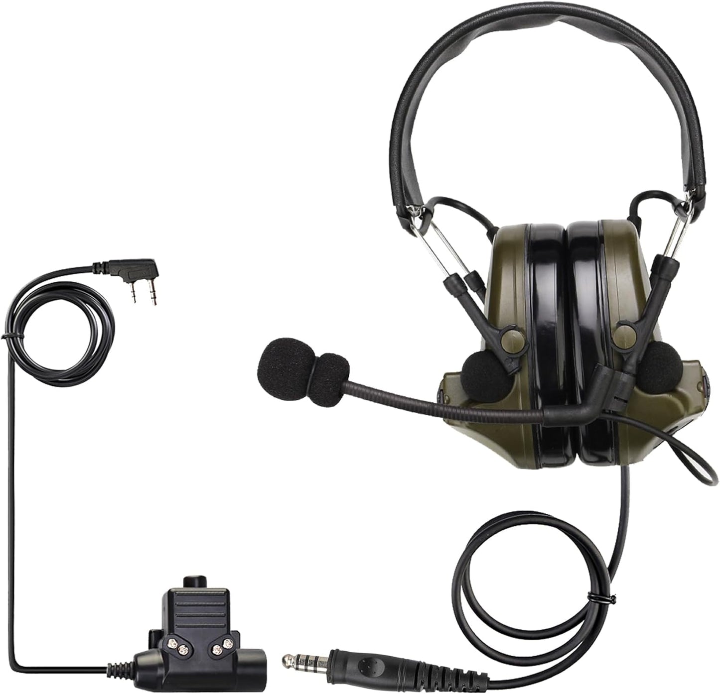 Retevis EHK007 Tactical Headset,Hunting & Shooting Earmuffs with Mic, Sound Amplification, Noise Reduction Walkie Talkie Headset, Compatible with Baofeng UV-5R BF-F8HP PRO AR-5RM RT22 RT86 B3H(1 Pack)