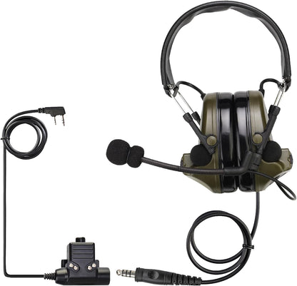 Retevis EHK007 Tactical Headset,Hunting & Shooting Earmuffs with Mic, Sound Amplification, Noise Reduction Walkie Talkie Headset, Compatible with Baofeng UV-5R BF-F8HP PRO AR-5RM RT22 RT86 B3H(1 Pack)